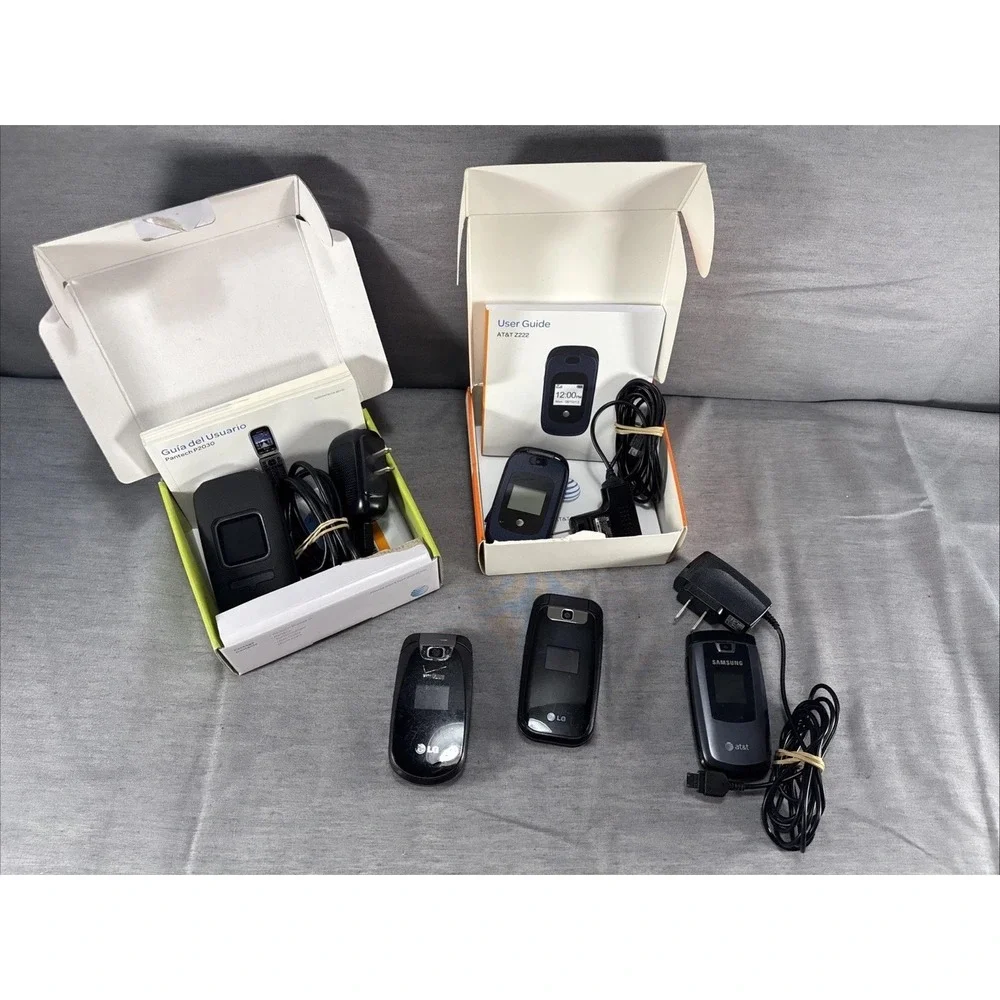 AT&T Verizon Samsung LG Pantech ZTE Flip Cell Phones Lot of 5 Untested